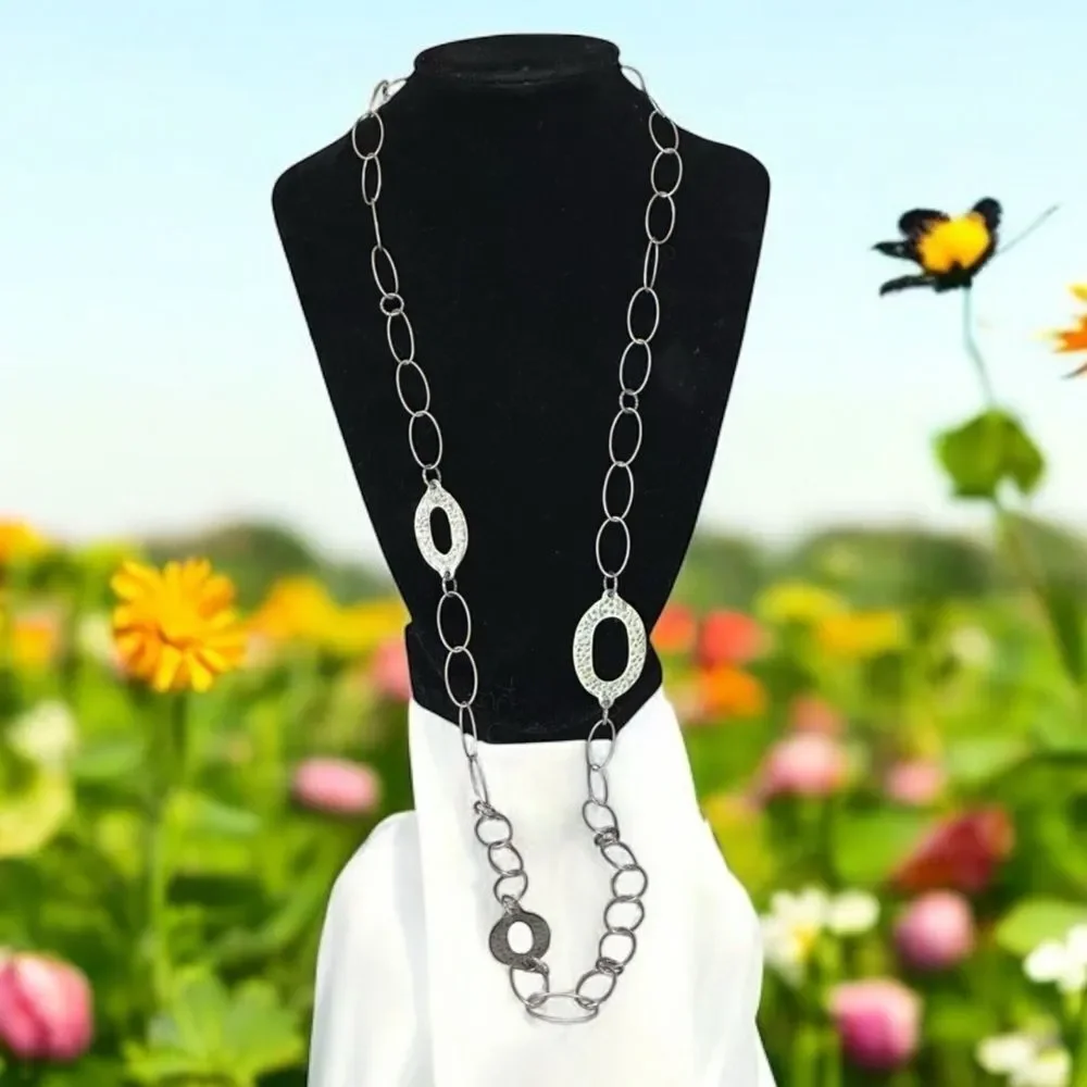 SILPADA N1506 Retired Sterling Silver Oval Link Necklace 35'' Long